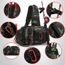 New Large Capacity Fishing Gear Bag One Shoulder / Waist Bag / Crossbody Three-in-One Fishing Rod Storage Bag