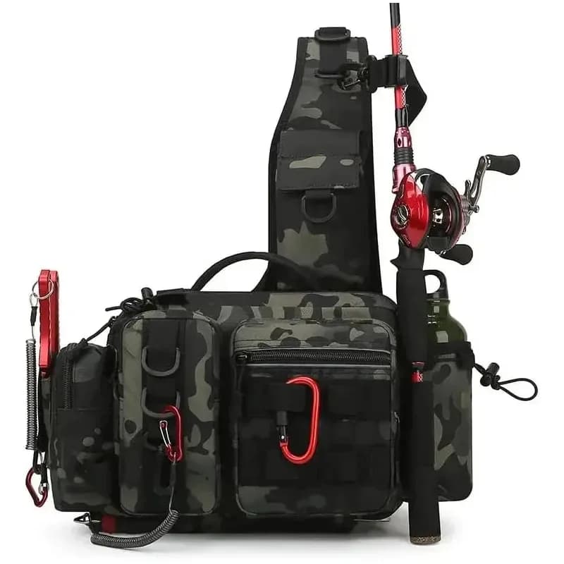 New Large Capacity Fishing Gear Bag One Shoulder / Waist Bag / Crossbody Three-in-One Fishing Rod Storage Bag