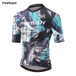 PHMAX Men Mountain Bike Jersey Short Sleeve Cycling Jerseys with 3 Pockets Cycling Racing Jersey Full-Zip Design Biking Clothing