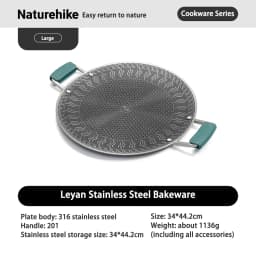 Naturehike Stainless Steel Grill Pan Round Non-Stick Barbecue Plate BBQ Grill Outdoor Travel Camping Frying Pan Baking Tray