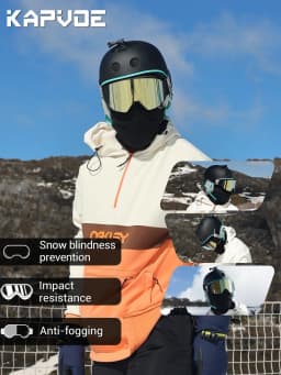 Kapvoe Ski Goggles With Yellow Lens and Case Photochromic Set Winter Men Women Magnetic Anti-Fog Snowboard Goggles Adults