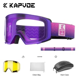 Kapvoe Ski Goggles With Yellow Lens and Case Photochromic Set Winter Men Women Magnetic Anti-Fog Snowboard Goggles Adults