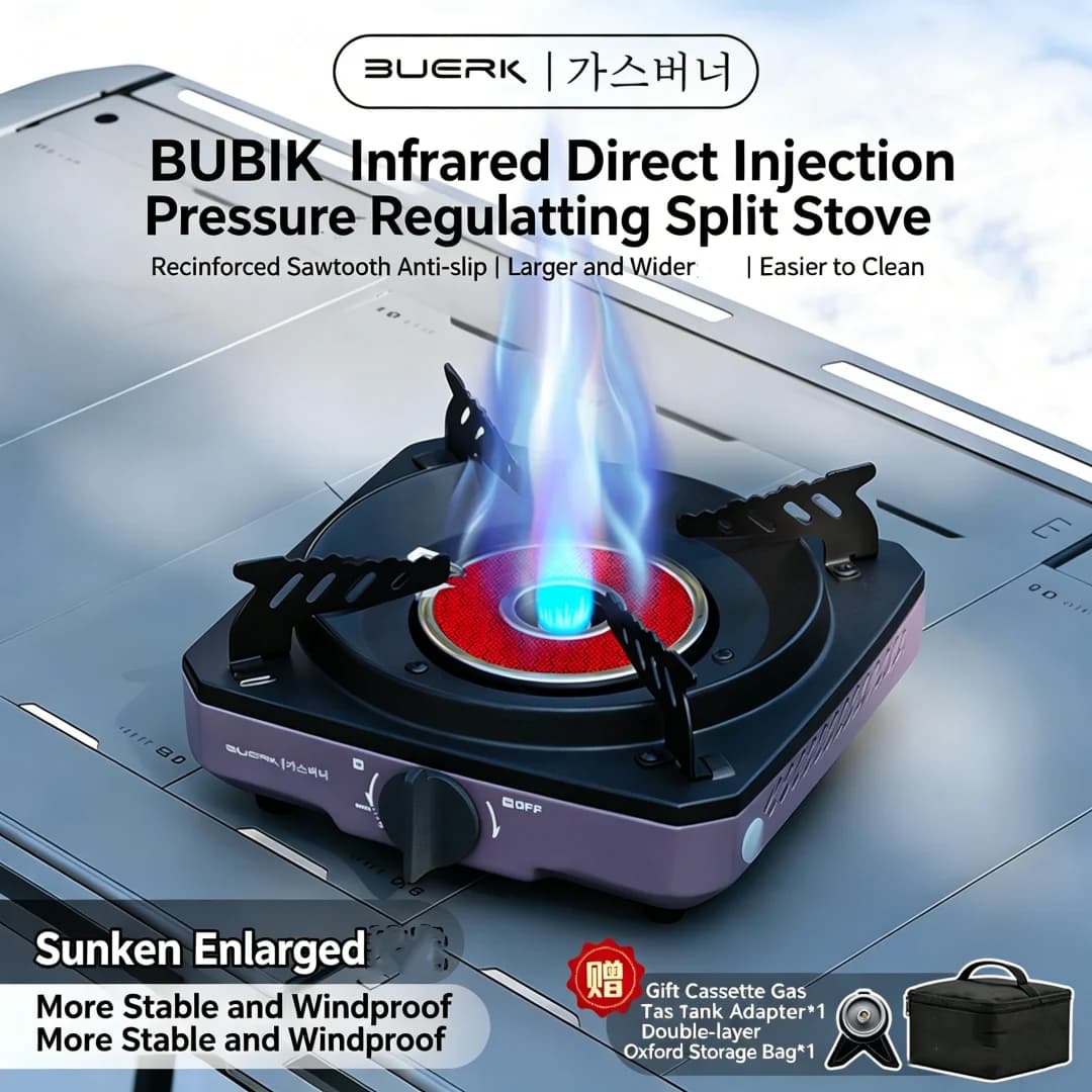 8000W Infrared Gas Stove Portable Split Burner Windproof Camping Cooker Steel Body Tea Boiling Outdoor Cooking Equipment