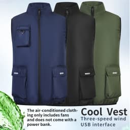 Cooling Air-Conditioned Workwear: Vest with Large Pockets and USB Fan for Continuous Cooling in Hot Outdoor Work Environments