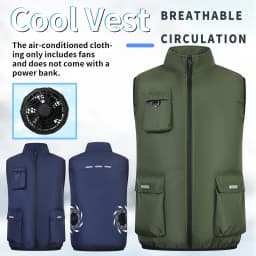 Cooling Air-Conditioned Workwear: Vest with Large Pockets and USB Fan for Continuous Cooling in Hot Outdoor Work Environments