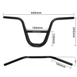 FMFXTRA BMX Handlebar 31.8*680mm Aluminum Alloy 260mm Rise MTB Mountain Bike Handlebar with Welded Expansion Frame