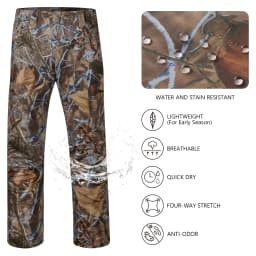 BASSDASH Men’s Lightweight Hunting Pants 4-Way Stretch Breathable Water Resistant for Turkey Early Season Spring Summer