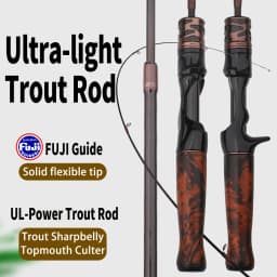 ROLLFISH Solid Wood Handle UL Trout Fishing Rod Carbon Fiber Spinning Casting Super Soft Fishing Rod 1.38-1.8m Fast Action