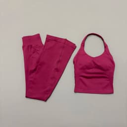 2Piece Gym Fitness Set Women Seamless Halter Tank Top and Hip Lifting Flared Yoga Pants Running Workout Sports Sets