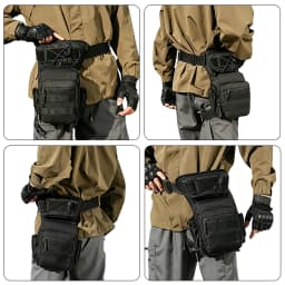 Multi functional quick release leg bag, storage bag, layered storage, waist and leg strap fixation, elastic strap
