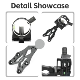 Archery Sight 5-Pin 0.019" Optical Fiber CNC Machined Alloy Sight for Adult Compound Bow Field Targeting Aiming Recreational Shooting Replacement Gear