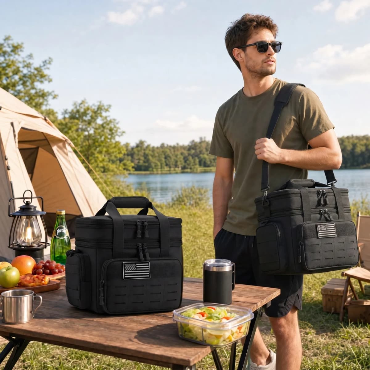 Unisex Tactical Insulated Lunch Bag with Expandable 18L Capacity, Leakproof and Heavy-Duty for Long-Lasting Cold Retention. Great for Daily Office Meal Transport, Work Commutes, Camping Trips, Picnics and All Outdoor Adventures.