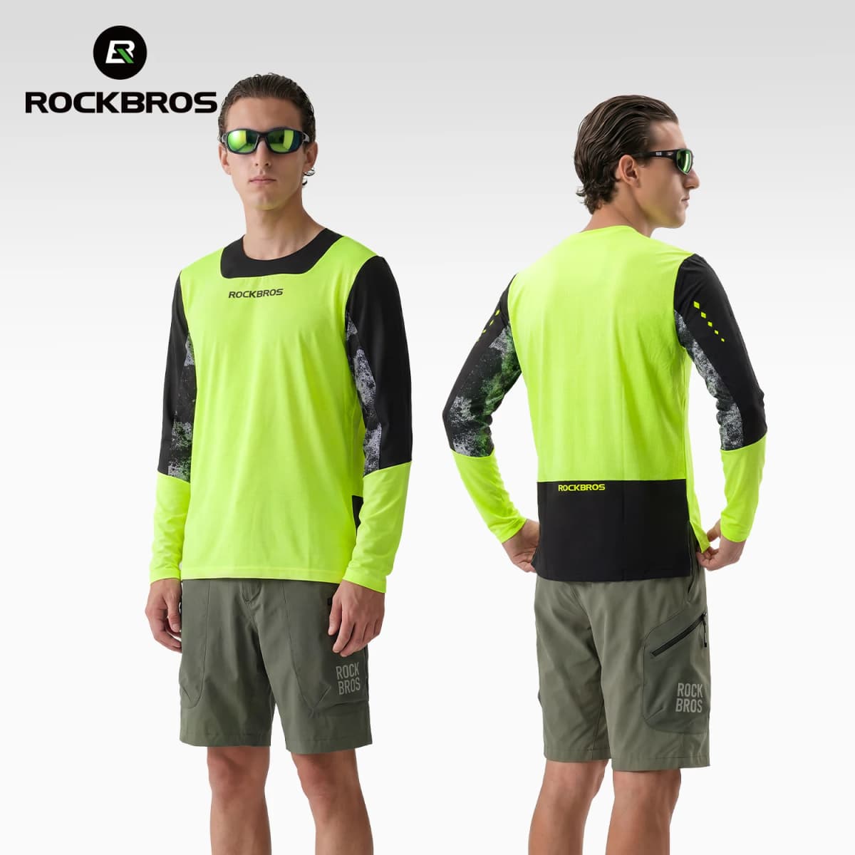 ROCKBROS Bicycle Jerseys Long Sleeves Pullover T-shirts Men Breathable XC Sports Tops MTB Road Bike Cycling Jackets Summer