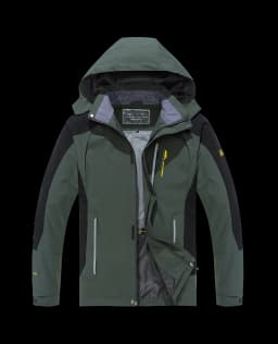 Men's Spring and Autumn Outdoor Water-Repellent Jacket, Windproof and Wear-Resistant, with Detachable Hood, Suitable for Outdoor Camping, Fishing, Mountaineering, and Hiking Activities