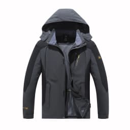 Men's Spring and Autumn Outdoor Water-Repellent Jacket, Windproof and Wear-Resistant, with Detachable Hood, Suitable for Outdoor Camping, Fishing, Mountaineering, and Hiking Activities