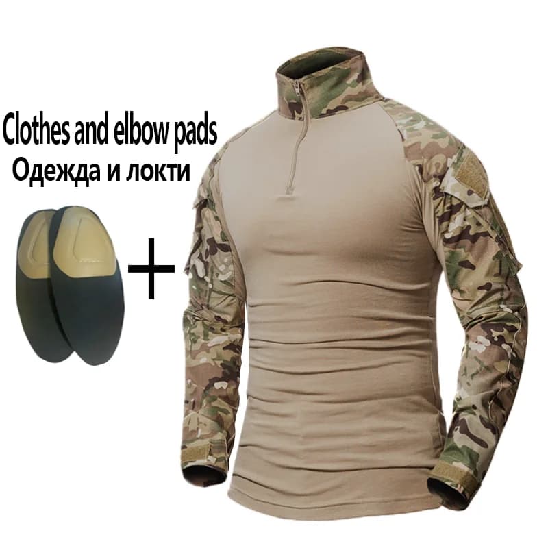 Men's Outdoor Tactical Shirts Hiking Military T-Shirts Army CP Camo Hunting Clothes Climbing Shirt Camping Tops Wear-resisting