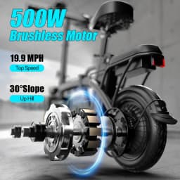 500W G11 Electric Bicycles Ebike E-Bike For Adults, 3-Riding Modes, 14' Foldable Ebike, With Charger And Battery, MAX Speed 19.9 MPH, Rear Disc Brakes, With A Basket And Lock, Durable And Lightweight Frame, All-Terrain Foldable Ebike
