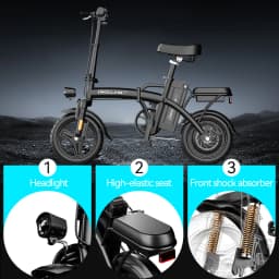 500W G11 Electric Bicycles Ebike E-Bike For Adults, 3-Riding Modes, 14' Foldable Ebike, With Charger And Battery, MAX Speed 19.9 MPH, Rear Disc Brakes, With A Basket And Lock, Durable And Lightweight Frame, All-Terrain Foldable Ebike