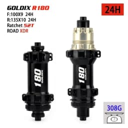 GOLDIX R180 24/28H Road Gravel Bike Hub 52T Ratchet Center Lock Disc Brake HG XDR 11-12 Speed Lightweight Bicycle Wheel Hubset