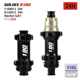 GOLDIX R180 24/28H Road Gravel Bike Hub 52T Ratchet Center Lock Disc Brake HG XDR 11-12 Speed Lightweight Bicycle Wheel Hubset