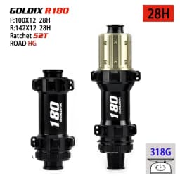 GOLDIX R180 24/28H Road Gravel Bike Hub 52T Ratchet Center Lock Disc Brake HG XDR 11-12 Speed Lightweight Bicycle Wheel Hubset