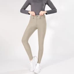 MXLLINA Button Zipper Horse Riding Pants Women Equestrian Leggings Breeches Competition Full Silicone Sports Tights Equipment