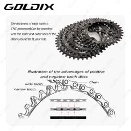 GOLDIX Square Hole Bicycle Crankset Aluminum Alloy MTB Crank 165/170/175mm Length Narrow Wide Teeth 104BCD 32/34/36/38/40/42T