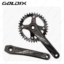 GOLDIX Square Hole Bicycle Crankset Aluminum Alloy MTB Crank 165/170/175mm Length Narrow Wide Teeth 104BCD 32/34/36/38/40/42T