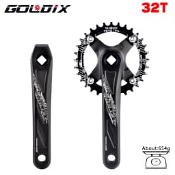 GOLDIX Square Hole Bicycle Crankset Aluminum Alloy MTB Crank 165/170/175mm Length Narrow Wide Teeth 104BCD 32/34/36/38/40/42T