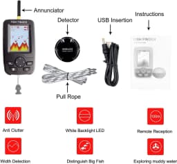 Russian menu ! Wireless Sonar Fishing Alert Fish Finder Underwater Echo Sounder Fishing Detector Portable LUCKY Fish Finder