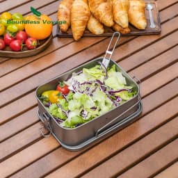 Boundless Voyage Titanium Bento with Lid & Handle Outdoor Camping Cookware Leak Proof Lunch Box Container Ti2081C-83C