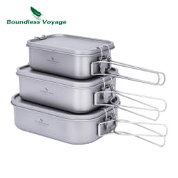 Boundless Voyage Titanium Bento with Lid & Handle Outdoor Camping Cookware Leak Proof Lunch Box Container Ti2081C-83C
