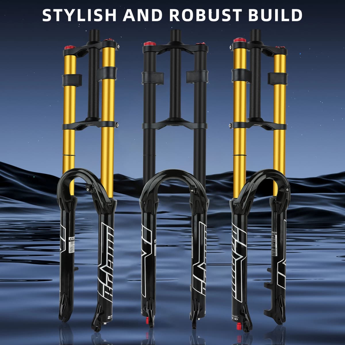 BOLANY Double Crown Bicycle Air Fork 27.5 29 inch MTB Air Suspension 9x100mm Quick Release Bike Fork for Mountain Bike