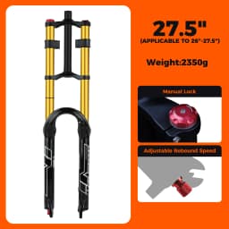 BOLANY Double Crown Bicycle Air Fork 27.5 29 inch MTB Air Suspension 9x100mm Quick Release Bike Fork for Mountain Bike