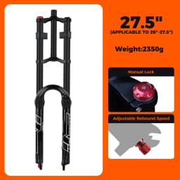 BOLANY Double Crown Bicycle Air Fork 27.5 29 inch MTB Air Suspension 9x100mm Quick Release Bike Fork for Mountain Bike