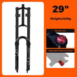 BOLANY Double Crown Bicycle Air Fork 27.5 29 inch MTB Air Suspension 9x100mm Quick Release Bike Fork for Mountain Bike