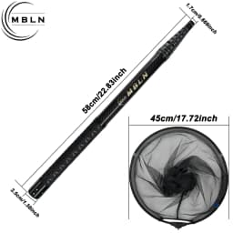 MBLN Carbon Fiber Shovel Net, 3M Telescopic Pole, 45CM Net Head, Folded Length 58.5CM, Double-Layer Carbon Fiber, Positionable
