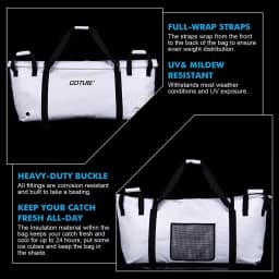 Goture Insulated Fish Cooler Bag Portable Large Monster Leakproof Fish Kill Saltwater Bag for Sea Outdoor Travel with Drain Plug