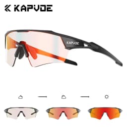 Kapvoe HD Photochromic Cycling Glasses Lighteight UV400 Sunglasses for Men Women Bike MTB Outdoor Eyewear Riding Driving Running