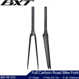 BXT Full Carbon Road Bike Fork, 700C V Brake Fork, QR 100x9mm, Tapered Tube 39.8mm, Fit BXT-045 Track Frame