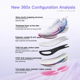 Xtep 360X Professional Running shoes Men's Carbon Plate Marathon PB Sport Shoe Lightweight ETPU Material Sneakers 976119110080