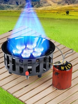 19800W 7-Core Camping Stove High-Power Strong Fire Portable Tourist Gas Burner Windproof Electronic Ignition Camping Equipment