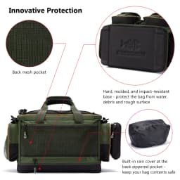 BASSDASH Fishing Tackle Shoulder Bag Water Resistant Lightweight Gear Storage Pack with Hard Molded Bottom Rain Cover