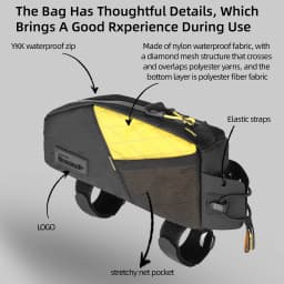 Rhinowalk Bike Frame Bag Water-Resistant Bicycle Top Tube Bag Screw Or Strap Fixing Cycling Storage Luggage For Mtb&Road Bike