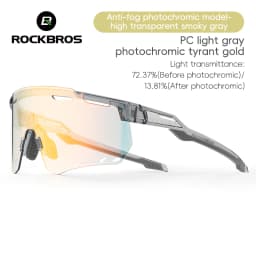 ROCKBROS Ultra-light Cycling Sunglasses Photochromic Polarized Large Frame Cycling Glasses HD Lens UV Protection Bicycle Goggles