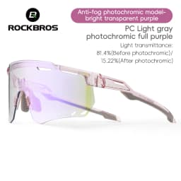 ROCKBROS Ultra-light Cycling Sunglasses Photochromic Polarized Large Frame Cycling Glasses HD Lens UV Protection Bicycle Goggles