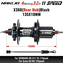 NanLio X360 Bicycle Hubs 8 Pawl 3 Tooth 360T Noise Hub 32 Hole Sealed Bearings Lubricated Bike Wheel Hub HG 8 9 10 11 Speed