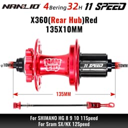 NanLio X360 Bicycle Hubs 8 Pawl 3 Tooth 360T Noise Hub 32 Hole Sealed Bearings Lubricated Bike Wheel Hub HG 8 9 10 11 Speed