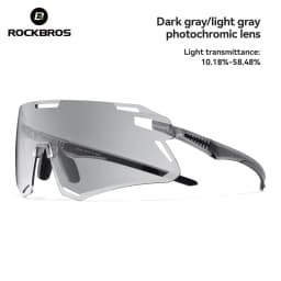ROCKBROS Photochromic Cycling Glasses HD Curved Lens Ultra-Light Bicycle Glasses Outdoor Cycling Eyewear UV Protection Goggles