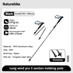 Naturehike Gale UL PRO Trekking Pole Carbon Fiber 7075 Aluminum Alloy Folding Stick Lightweight Outdoor Climbing Walking Sticks